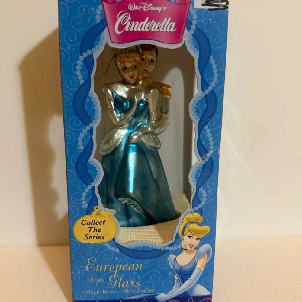 Walt Disney Cinderella & Prince European Glass Blown Christmas Ornament 6.5